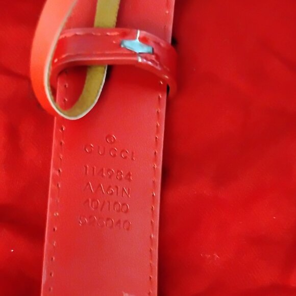 ❤️GUCCI GG Pearl Marmont Buckle and Red Leather Belt Sz 40 +Dustbag - Picture 7 of 9